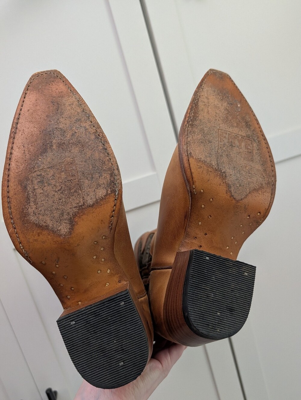 Frye Daisy Duke Studded Cowboy Boots Women's 8.5 Goodyear Welt Brown - Picture 8 of 12